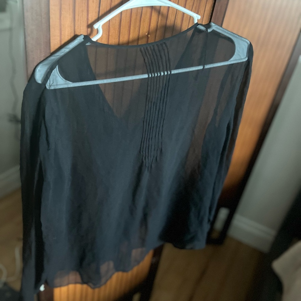 Transparent black long sleeve blouse